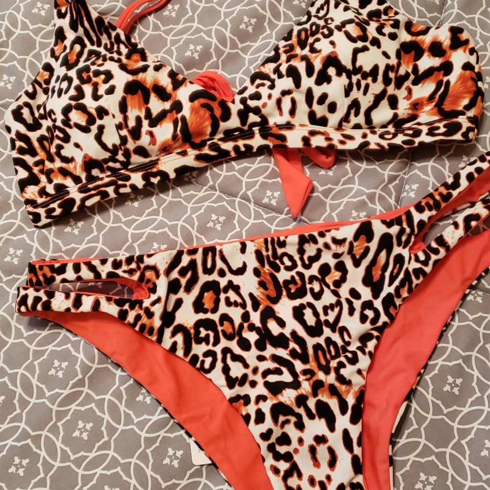 Cupshe Animal Print Bikini with Orange Accents